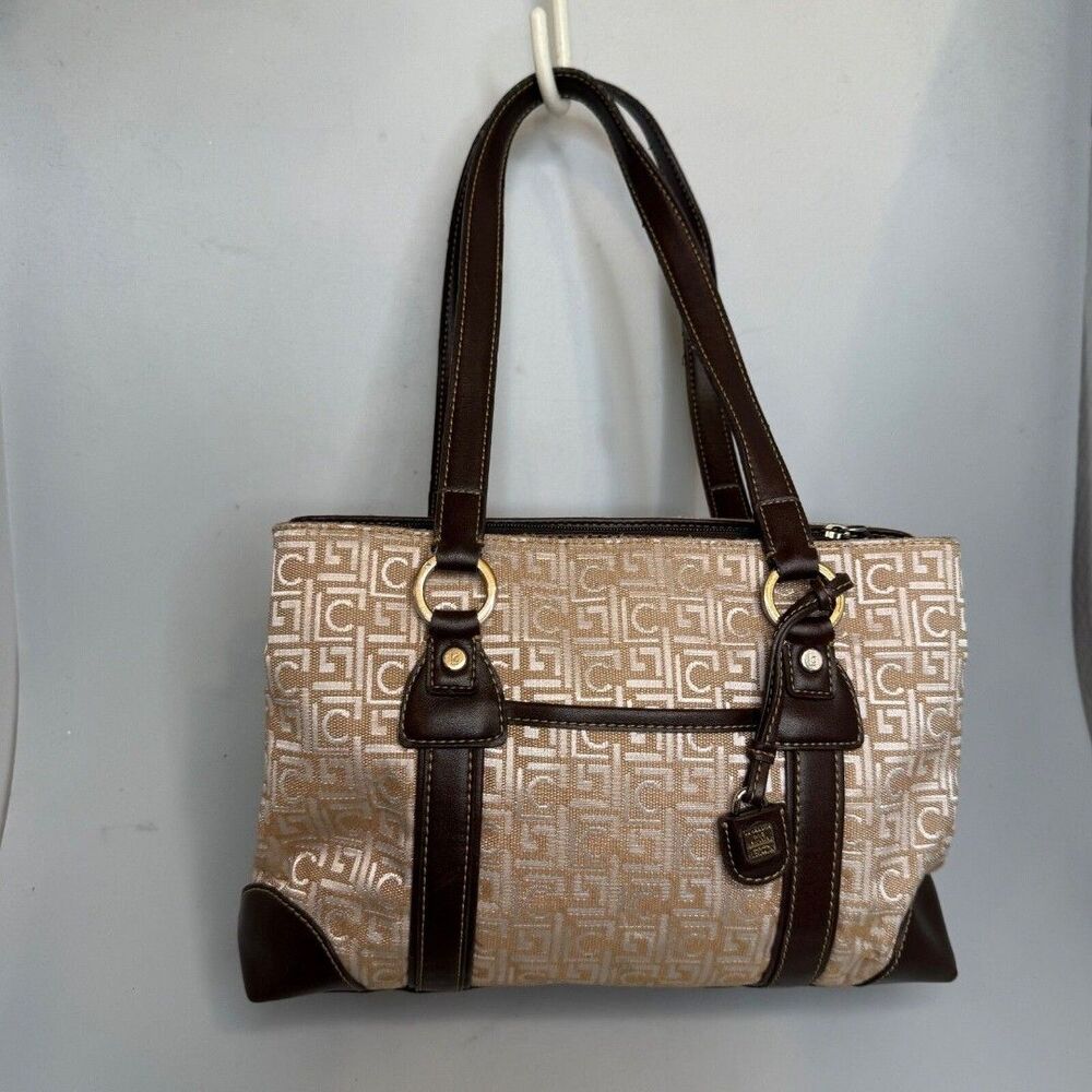 Liz Claiborne Vintage LC Signature Tan Brown Vegan Leather Tote Shoulder Bag EUC - Picture 9 of 12